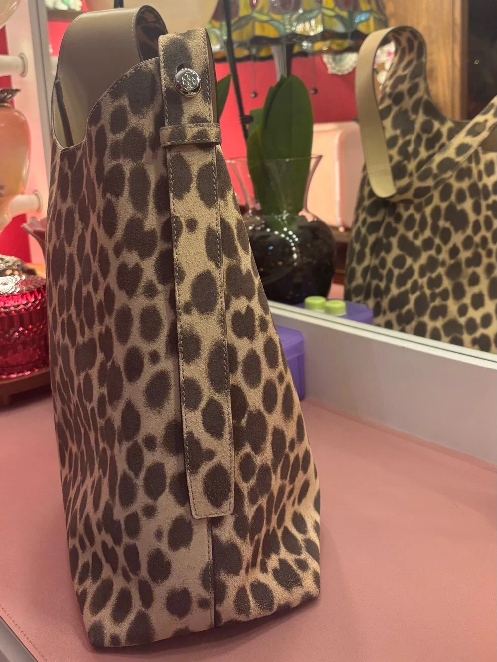 Tory Burch Romy Suede Hobo Bag in cheetah print